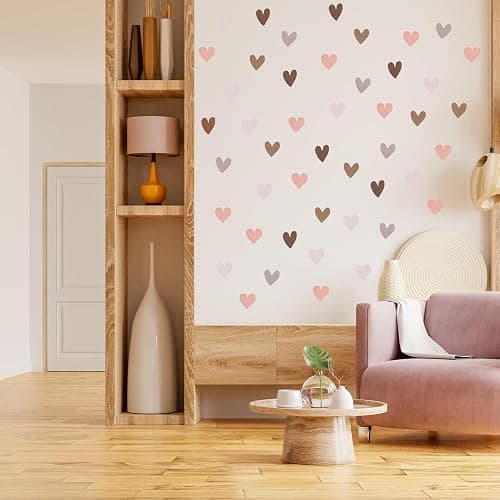 EASYKEENECOM 78 adesivi da parete boho a forma di cuore, decorazione per cameretta dei bambini, soggiorno, camera da letto, PVC, Bohémien thumbnail 6