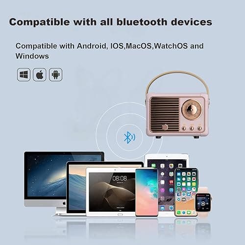 Dosmix Retro Bluetooth Speaker, Vintage Decor, Small Wireless Bluetooth Speaker, Cute Old Fashion Style for Kitchen Desk Bedroom Office Outdoor,Birthday Gifts Ideas for Women Teenage thumbnail 3