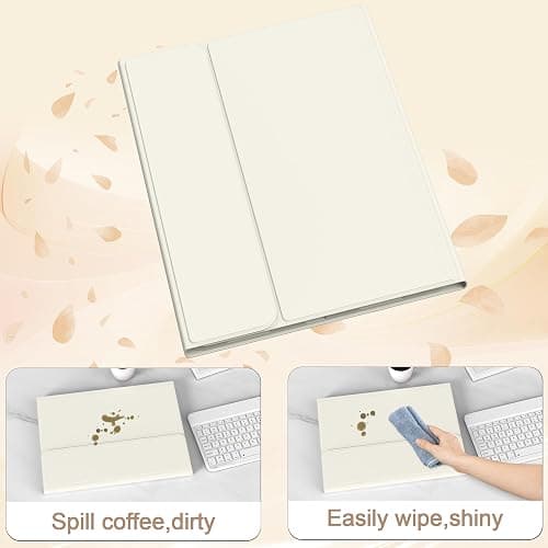 BQDIYOO Case for iPad Air 7th/6th 11-inch M3/M2 (2025/2024) & 10.9 inch Air 5th 4th Gen with Keyboard 2022 2020, Detachable Wireless Keyboard Cover with Pencil Holder, Auto Sleep/Wake, Cream White thumbnail 6