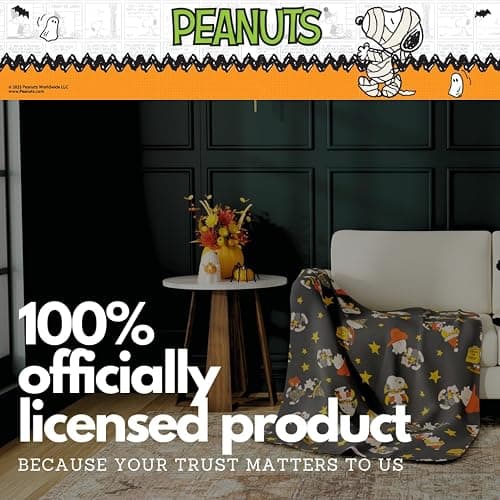 Peanuts Snoopy Cozy Throw 46 in x 60 in – Soft Cozy Plush for Couch, Bed & Travel, Halloween Snoopy & Charlie Brown Design (Officially Licensed Product) by Franco Collectibles thumbnail 3