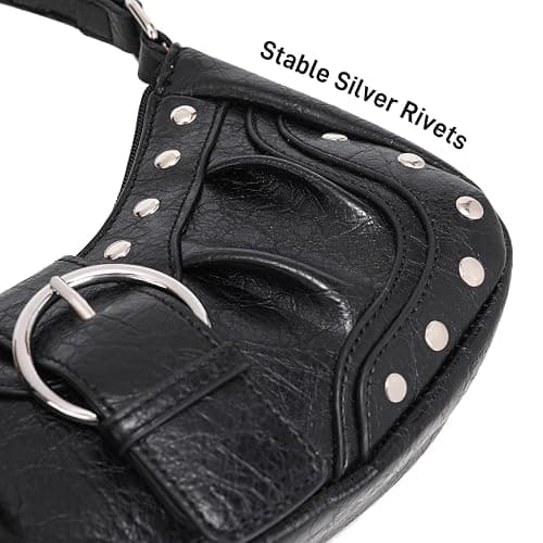 HIYOLALA Y2K Purse Small Shoulder Bags for Women with Rivets Punk Style Goth Grunge Emo Handbag thumbnail 4