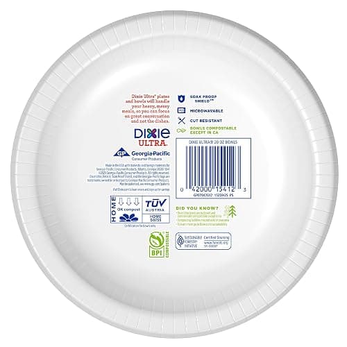 Dixie Ultra, Large Paper Bowls, 20 Oz, 150 Count (6 packs of 25 bowls), Microwave Safe, Compostable, Disposable Bowls Great For Breakfast, Lunch, And Dinner Meals thumbnail 7