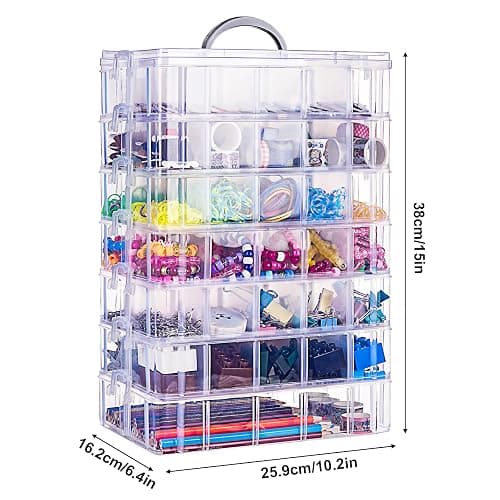 SGHUO 7-Tier Stackable Storage Container Box with 70 Compartments, Plastic Organizer Box for Arts and Crafts, Toy, Fuse Beads, Washi Tapes, Sewing Supplies thumbnail 3