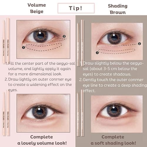 Produco [thebom] AegyoSal Eyeliner Under-Eye Enhancing Pencil Highlighter Eye Makeup (2set) (Volume Beige + Shadow Brown) thumbnail 4