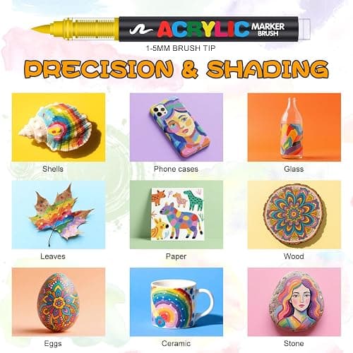 Astriscribe 168 Acrylic Paint Markers, Soft Brush Tip Acrylic Markers for Rock Painting, Wood, Stone, Glass, Canvas, Fabric, Ceramic - Brush Tip Water Based Pens thumbnail 5