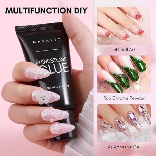 Makartt Nail Rhinestone Glue with 3D Gel Kit – Super Strong Nail Charm Glue & Sculpting Gel for DIY Nail Art, Drawing, Molding & Embossed Designs, Easy to Use for Nail Lovers & Beginners thumbnail 5