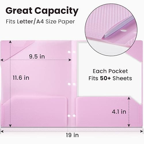Sooez 6 Pack Plastic Folders with Pockets, Heavy Duty, Fits 3-Ring Binder | Pockets Folder for 3 Ring Binder with Writable Label, Letter Size, Pastels thumbnail 2