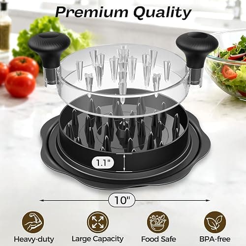Ukeetap 10'' Pro Chicken Shredder Tool Twist Large for Kitchen, BPA-Free Food-Safe Meat Grinder, Visible Chicken Breast Meat Shredder with Strong Anti-Slip Bottom & Ergonomic Handle, Black thumbnail 2