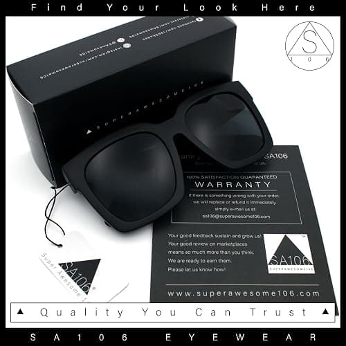 SA106 Womens Boyfriend Style XXL Oversize Horned Rim Thick Plastic Sunglasses thumbnail 7
