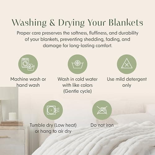 Springtree Home Luxury Micro Plush Throw Blanket for Couch | Fluffy Thick Faux Fur Blanket | White Throw Blanket | Lily Collection - White thumbnail 9