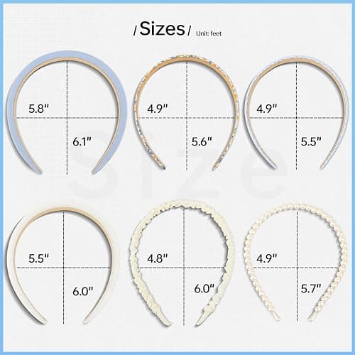 DOXISHRUKY Fashion Headbands Set, 6pcs Pearl Floral Padded Wide Vintage Headbands for Women and Girls (Blue) - Blue thumbnail 7