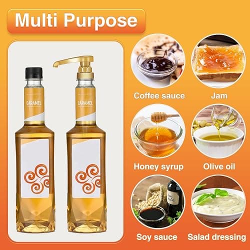 VOISEN Coffee Syrup Pumps, 6 Pack Gold Syrup Pump, Skinny Syrup Pump for 750ml 25.4oz Syrup Bottle, Syrup Pump Dispenser for Kitchen Dinning Coffee Bar Drinking Mixes,Davinci,Jordans thumbnail 6
