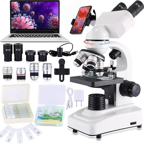 Compound Microscope,40X-2500X ,WF10x and WF25x eyepieces, Dual LED Lighting and Two-Layer Mechanical Stage,Microscope for Adults… - Image 1