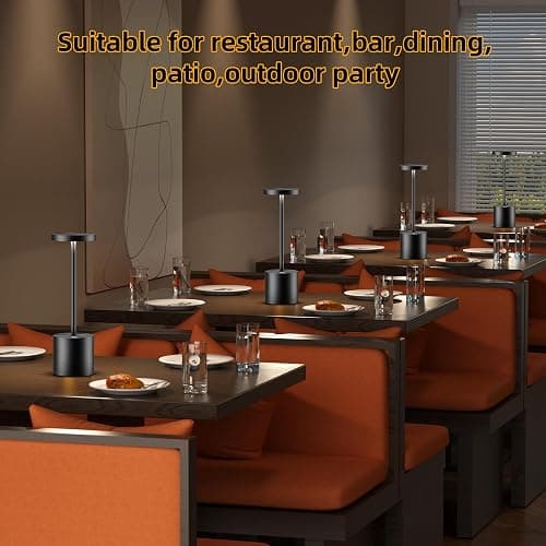 JALVDE Cordless Table Lamps Rechargeable - Outdoor Waterproof LED Table Light Portable 5000mAh Battery Operated Lamp 3 Color Stepless Dimming with Memory Function for Restaurant Dining Patio Black - Black thumbnail 3