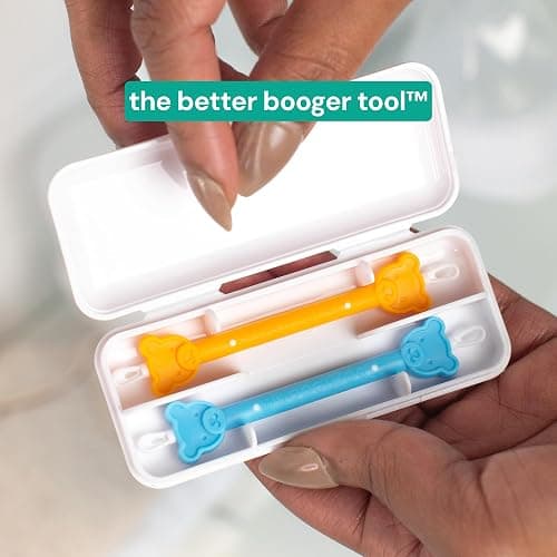 oogiebear - Nose and Ear Gadget. Safe, Easy Nasal Booger and Ear Cleaner for Newborns and Infants. Dual Earwax and Snot Remover. Aspirator Alternative - Two Pack with Case - Orange Seafoam thumbnail 6
