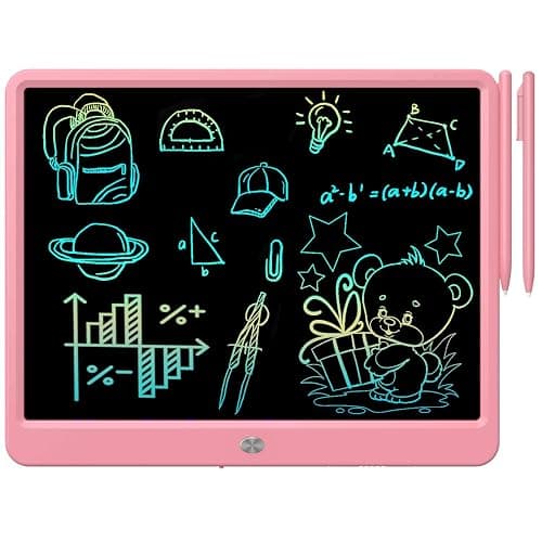 FLUESTON LCD Writing Tablet, Doodle Board Toys Gifts for 3-8 Year Old Girls Boys, 15 Inch Colorful Electronic Board Drawing Pad for Kids, Gifts for Toddler Educational Learning Travel Birthday, Pink - Image 1