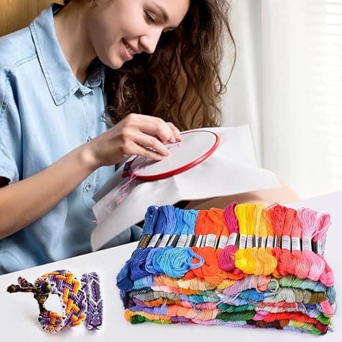 VICOVI 200 Skeins Embroidery Floss and 30 Skeins White & Black Embroidery Thread for Friendship Bracelet String Cross Stitch DIY String Art with 20 PCS Floss Bobbins thumbnail 2
