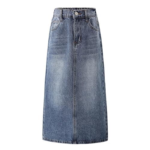 Teen Girls Denim Skirts Buttons Baggy Straight Casual Bottoms Dress Kids Long Jeans Dresses Summer Streetwear Skirts Girl Clothes Size 14 16 Outfits Teen Size 7 8 thumbnail 4