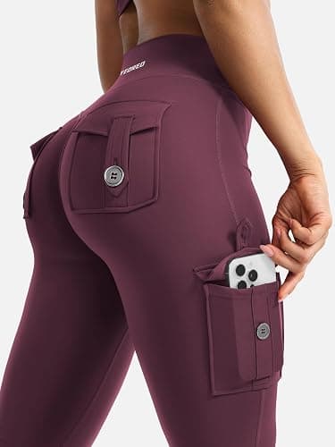 YEOREO CoreFlex Women Workout Flare Leggings with Pockets Hidden Scrunch High Waisted Cargo Gym Yoga No Front Seam Leggings thumbnail 5