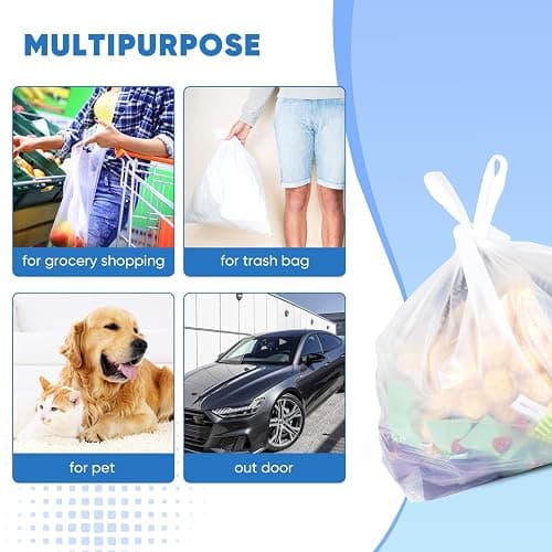 LimonLaviu Plastic Bags - 100 Pack (11.5'x 6.5" x 21') with Handles for Small Business, Restaurants, Grocery & Trash thumbnail 5