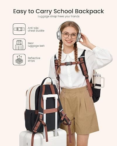 LOVEVOOK Laptop Backpack for Women, School Backpack for Teen Girls with Large Cup Holder, Lightweight Bookbag for College,Work,Travel fits 16 Inch Laptop thumbnail 4