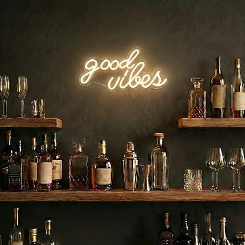 DECANIT Good Vibes Neon Sign Warm White, Boho LED Light for Wall Decor, Living Room, Wedding, Engagement Party, USB Powered 3D Art Holiday Gift, 16.1x8.3 Inch thumbnail 8