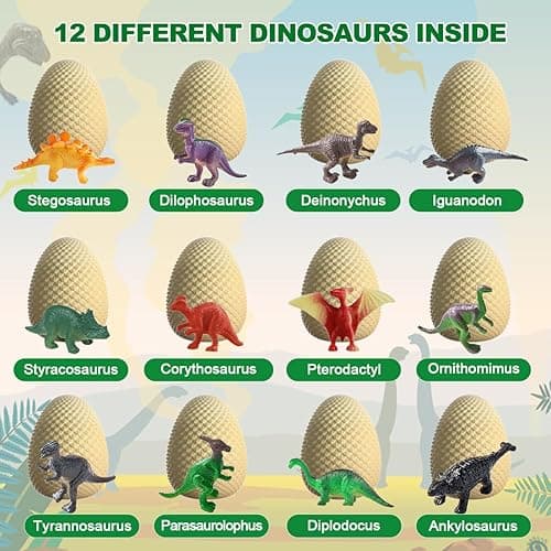 EARTH'SCODE Dinosaur Eggs Excavation Dig Kit, 12 Dino Egg with 12 Cute Unique Dinosaurs Inside Toys for Best Holiday & Birthday Archaeology Science STEM Crafts Gifts for Kids 3-12 Years Old thumbnail 5