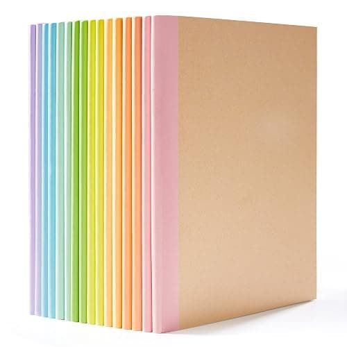 16 Pack Kraft Notebooks A5, Feela 60 Pages Lined Notepad Journal Bulk, Soft Brown Cover Multipack Notebooks for Students Travelers Writing Plans, Memos Office School Supplies, 14X21cm, 8 Pastel Colour - Image 1