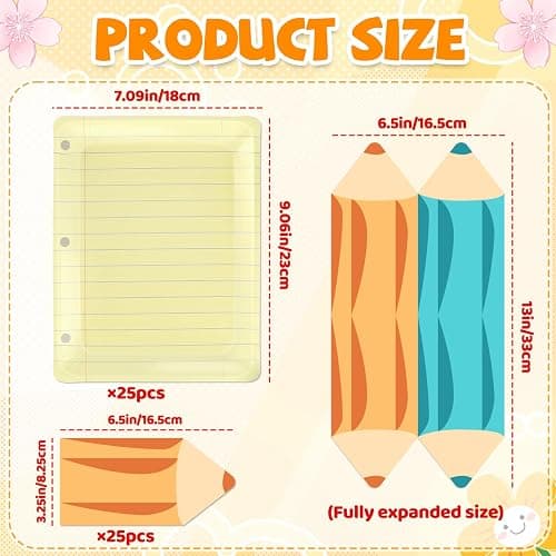 OuMuaMua 50Pcs Back to School Notebook Plates with Pencil Napkins First Day of School Party Supplies Disposable Decorative Paper Plates for Graduation Preschool Kindergarten Table Decor, Serves 25 thumbnail 3
