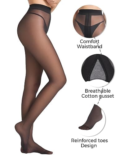 LABELLA Super Thin Lightweight Sheer Tights, Durable and Sturdy, S-Queen2 | Multicolor sheer-to-waist tights, silk-touch, eco-friendly, reinforced toe, breathable cotton gusset. thumbnail 4