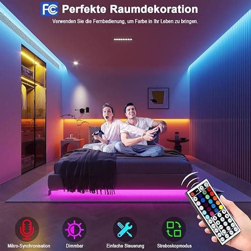 Keepsmile LED Strip 30m, RGB LED Streifen with Remote & Bluetooth APP Control,Timer Setting,Dimmable Led Lichtband Music Sync Colour Changing LED Lichterkette for Gaming Zimmer Deko (2 Rolls of 15 m) thumbnail 3