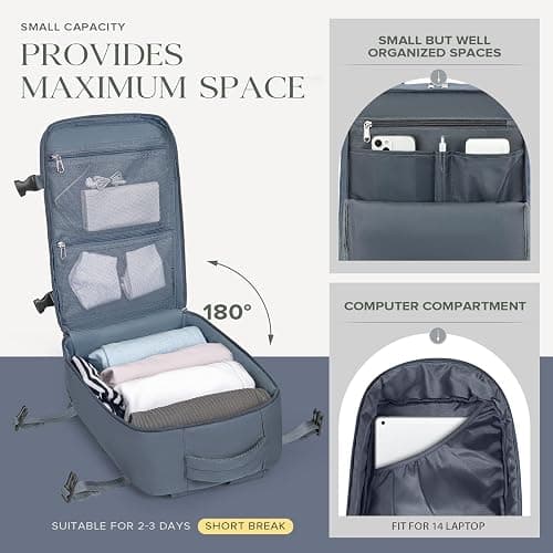 Hayayu für Ryanair Handgepäck 40x30x20 Klein Rucksack für Flugzeug Reiserucksack mit Laptopfach Diebstahlsicherer Tasche für Weekender Kurze Tirp thumbnail 5