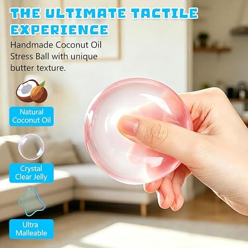 2 Pcs Coconut Oil Squishy, Shapeable No Rebound Stress Relief Ball, Fun Sensory Fidget Toy, Study Work Relaxation Desk Decor, Fun Anxiety Gift for Adults & Kids(Blue+Pink) thumbnail 3