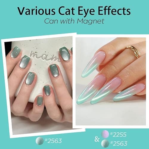 modelones Gel Nail Polish, 6 Colors Hema Free 9D Green Glass Cat Eye Sliver Green Glitter 2026 St Patricks Spring Nail Polish Kit with Magnet Soak Off LED Winter Cateye Nail Art Gel DIY Salon thumbnail 3