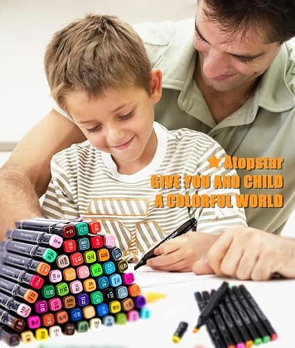 ATOPSTAR 120 Colors Alcohol Markers Artist Drawing, Dual Tip Adult Coloring | Art Markers for Kids; Coloring Marker Set with Fine & Chisel Tips, Color-Coded Caps, Black Carrying Case & Gift Idea thumbnail 7