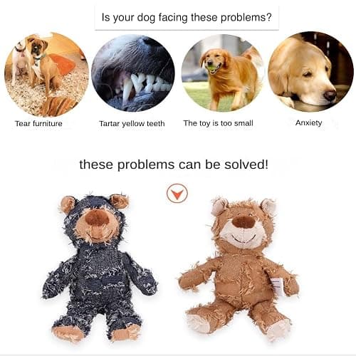 MAXBECK Dog Companion for Heavy Chewers- Indestructible Robust Bear Dog Toy, Resistant Squeaky Dog Toys for Heavy Chewers, Unbreakable Stuffed Plush Dog Toys for Aggressive Chewers (A-Navy) thumbnail 2