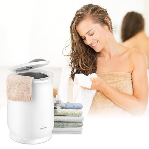 COSTWAY Towel Warmer for Bathroom, 21L Large Towel Warmer with Flip-top Lid, Child Safety Lock, 1H Auto Shut Off, for Towels, 45” x 70” Bathrobes, Blankets (White, 13" x 18.5") thumbnail 2