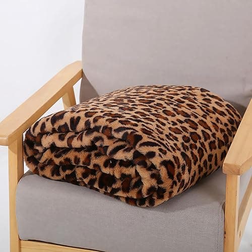 UKELER Leopard Throw Blanket 50''x60'', 480 GSM Double Sided Faux Fur Blankets and Throws for Bed Sofa Travel and Camping, Super Soft Cozy Fluffy Plush Blanket, Cheetah Print Blankets for All Seasons thumbnail 3