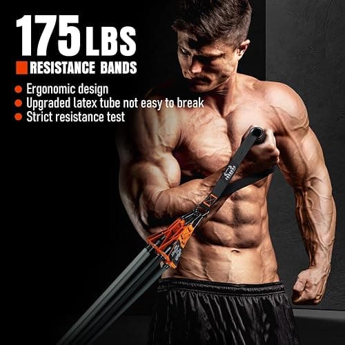 Resistance Bands with Handles, 175lb Exercise Bands for Working Out, Fitness Bands, Workout Bands with Door Anchor and Ankle Straps, Physical Therapy, Yoga, Strength Training Home Gym Equipment thumbnail 3