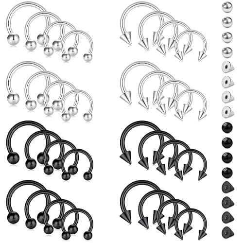D.Bella 16G 14G Horseshoe Rings Surgical Steel Nose Septum Horseshoe Hoop Earring Eyebrow Tragus Lip Rings Daith Helix Piercing Jewelry for Women Men 6-12mm Smily Piercing Jewelry - Image 1