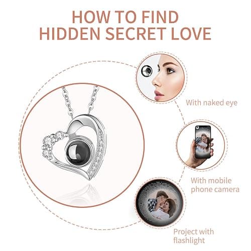 Easycosy Personalized Picture Necklace Projection Necklace with Photo Inside - Custom Photo Heart Pendant Necklace - Photo Gifts Christmas Birthday Love Memorial Gifts for Girlfriend Wife Women thumbnail 4