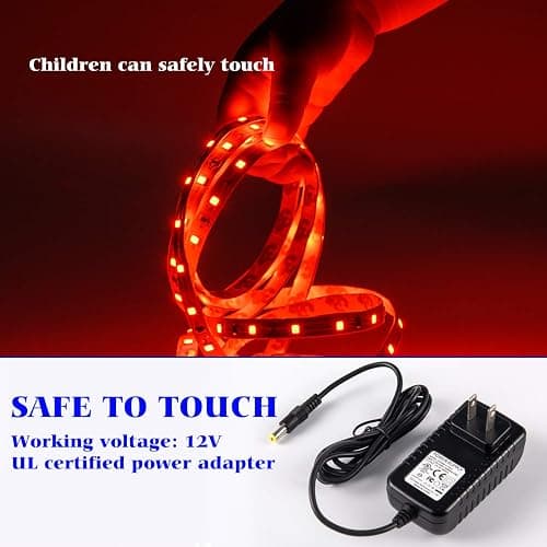 Marreal 20ft 12V 360 LED Red Strip Light, Flexible Cuttable Non-Waterproof for Indoor Party Decoration, with Power Supply & Dimmer. - Red thumbnail 4
