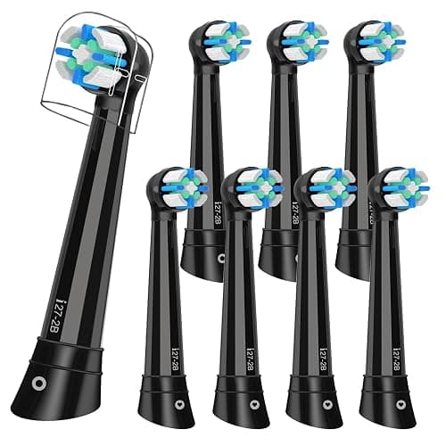 8Count Replacement Toothbrush Heads Compatible with Oral B iO Series 2/3/4/5/6/7/8/9/10 Electric Toothbrush,Medium Bristles for Effective Plaque Removal(Black) - Image 1