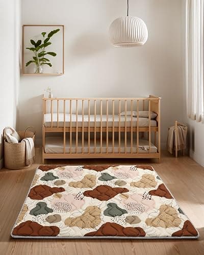 Lambluefly Tapis d'eveil Bebe, épaissi Tapis de Jeux Bebe 127x127cm, Antidérapant, Lavable en Machine, Pliable Tapis d'éveil et de Jeux, Tapis Sol Bebe de Jeu pour Parc, Conception de Style Bohème thumbnail 7