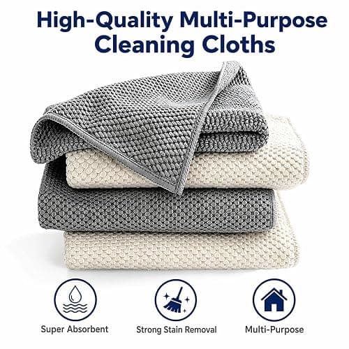 ningzhi 4pcs Dish Cloths Kitchen Cloths Microfibre Cleaning Towels–All-Purpose Home Cleaning Cloths, Ultra-Absorbent, Quick-Drying, Soft & Reusable(30x30cm) thumbnail 6