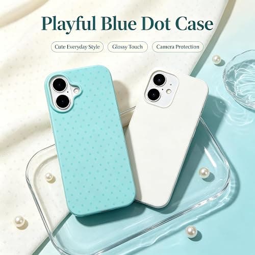 Luukalubo Teal Cute Polka Dot Glossy Slim Phone Case for iPhone 17 | Aesthetic Trendy Vintage Preppy Small Light Teal Green Dotted Shockproof Protective Cover for Women Girls thumbnail 3