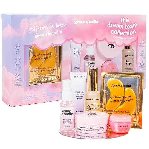 grace & stella Award Winning Skin Care Set - Gifts for Her - Travel Essentials with Under Eye Masks, Serum, Cleanser, Lip Balm - Birthdays, Bachelorette, Bridesmaids, Teen Gifts - Vegan Self Care - Image 1