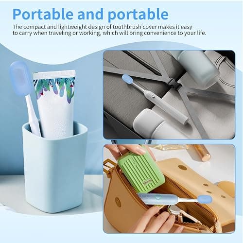 6 Pcs Toothbrush Covers, Silicone Toothbrush Head Cover Caps for Travel | silicone toothbrush covers with vent holes fit most manual and electric toothbrushes for home, travel and gym thumbnail 6