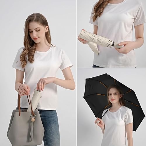 BAODINI Small UV Protection Travel Umbrella Compact for Rain and Sun UPF 50+ Windproof Portable 42 inch Umbrella for Women and Men thumbnail 4