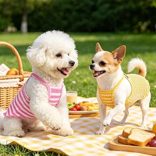 UETZLTB 2 Pack Dog Shirts for Small Dogs Cute Girl Dog Clothes Strawberry Stripe & Polka Dot Puppy Tshirt Summer Sleeveless Pet Tank Top Breathable Doggy Outfits Cat Chihuahua Yorkie Shih Tzu Clothes thumbnail 4